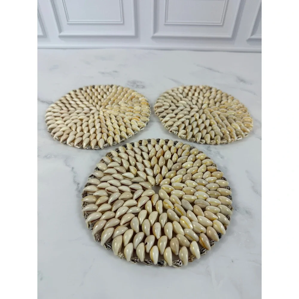 VTG Set of 3 Cowrie Shell Trivets 6